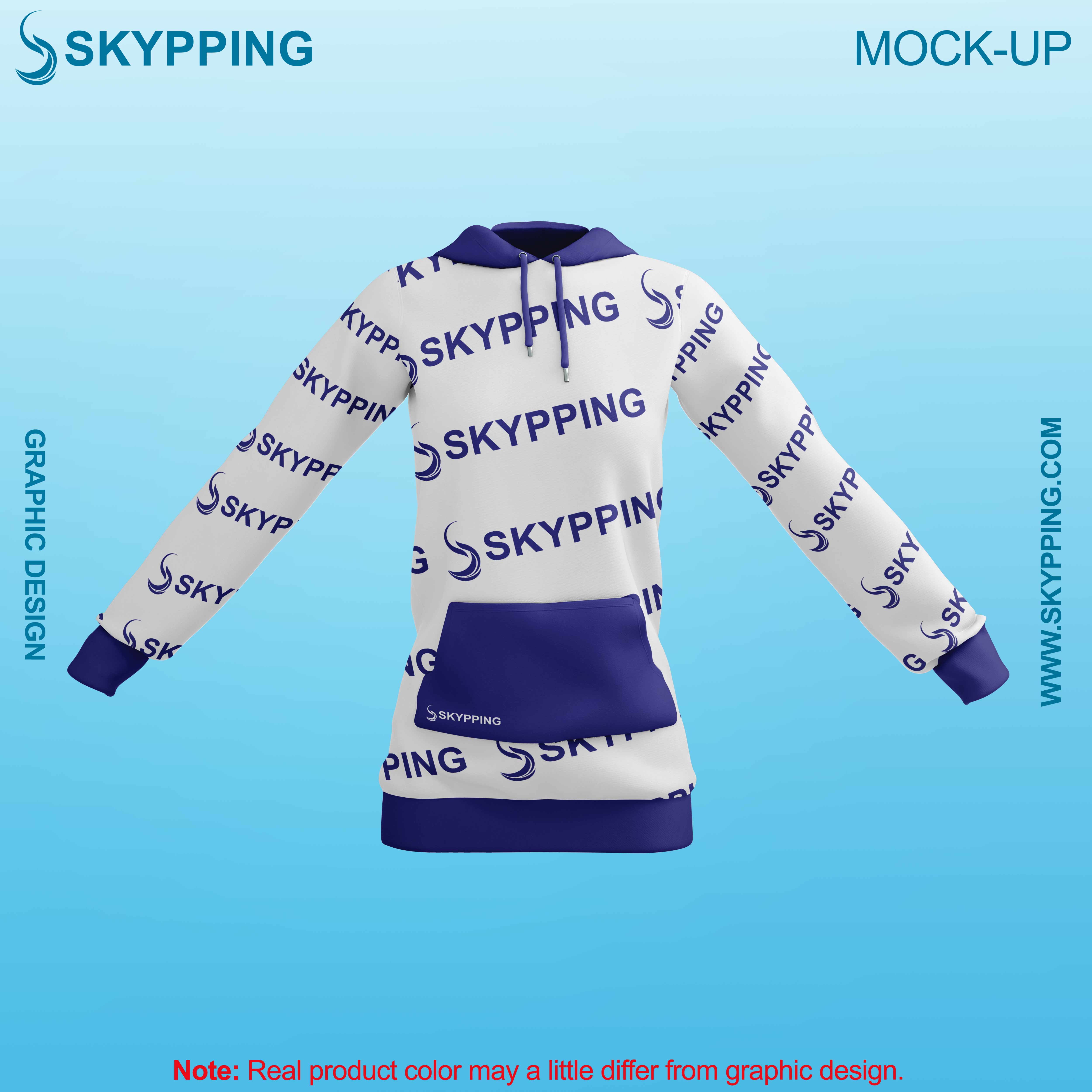 White Combo Pull Over Hoodie with Kangroo Pockets for Women